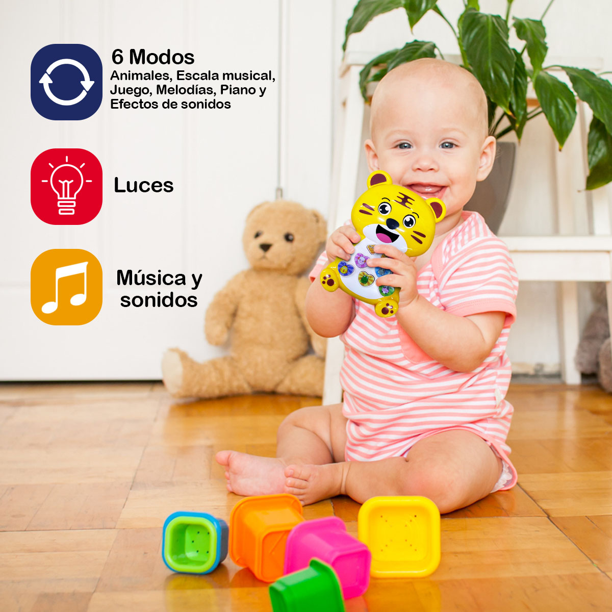 Miniatura 3 de Piano Musical Tigre Infantil AT228